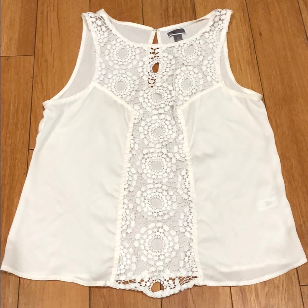 White Floral Crochet Tank